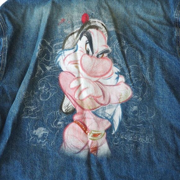 Disney Studios Vintage 90s "Grumpy- Snow White" Denim Jean Jacket Men's XXL - Picture 1 of 11